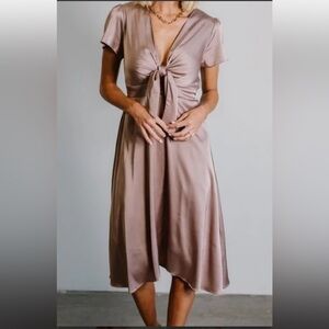 Baltic Born Poppy Satin‎ Tie Front Midi Dress medium classic holiday wedding